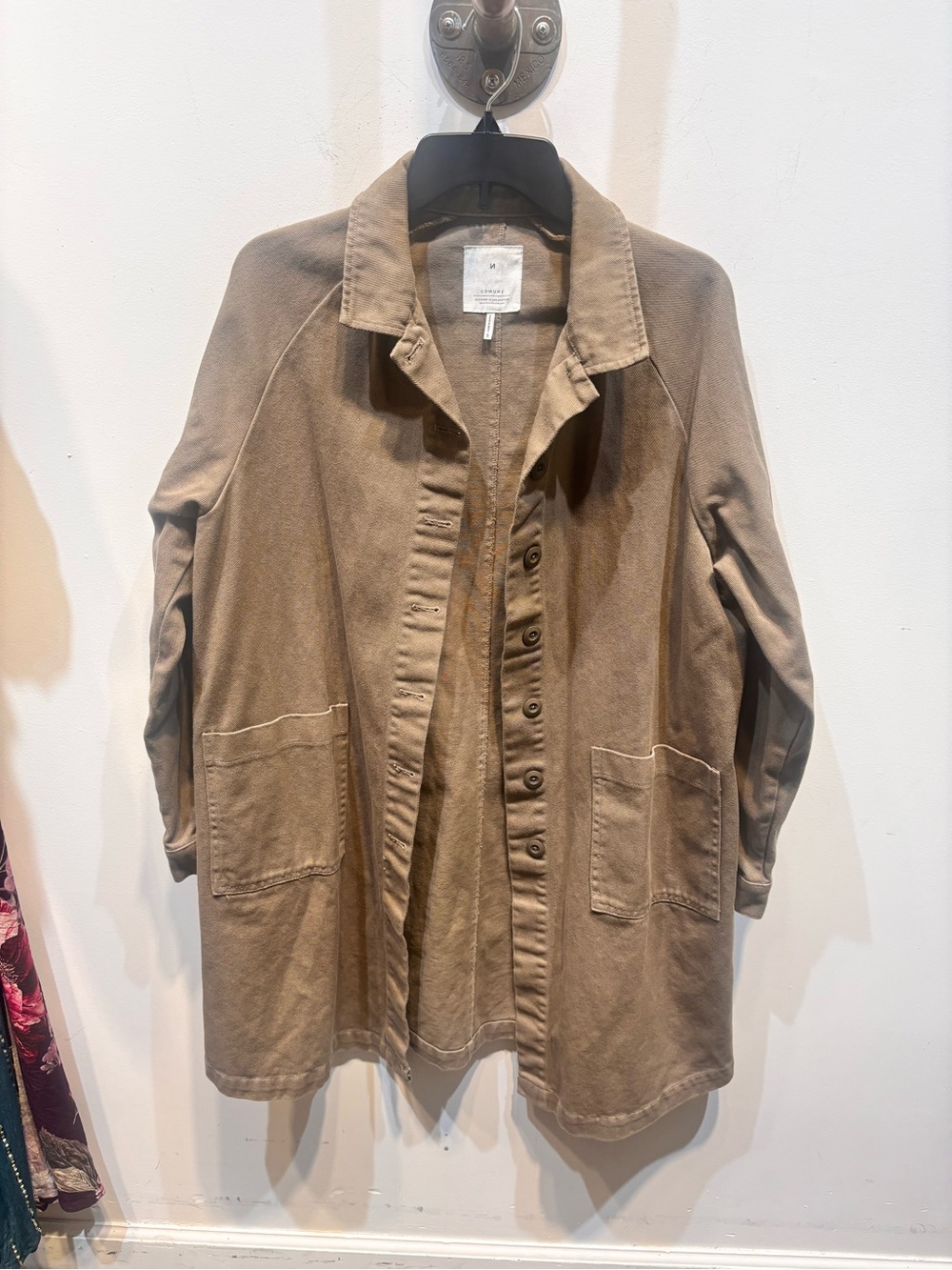 Utility Button-Front Jacket in Taupe by